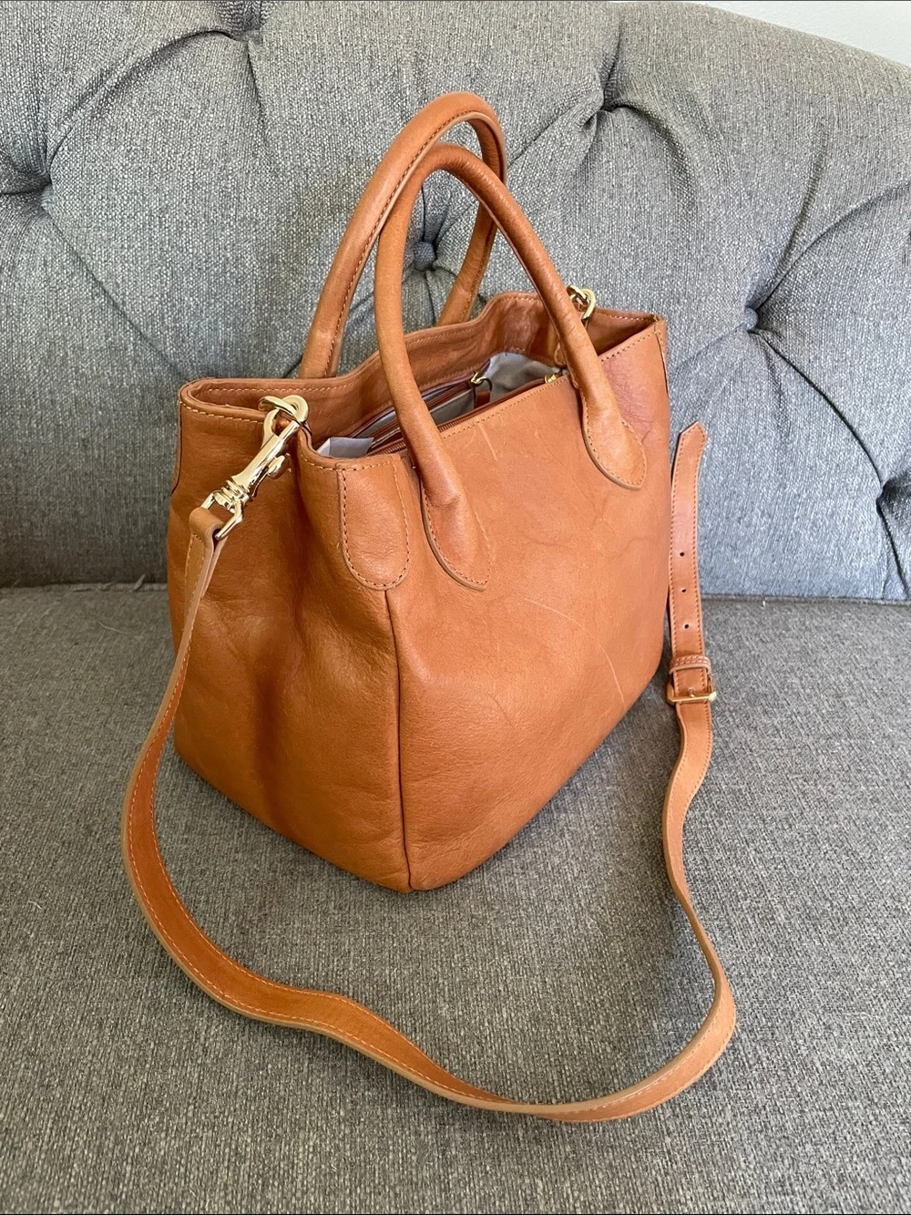 Mark & Graham Classic Leather Satchel Handbag with Crossbody Stap